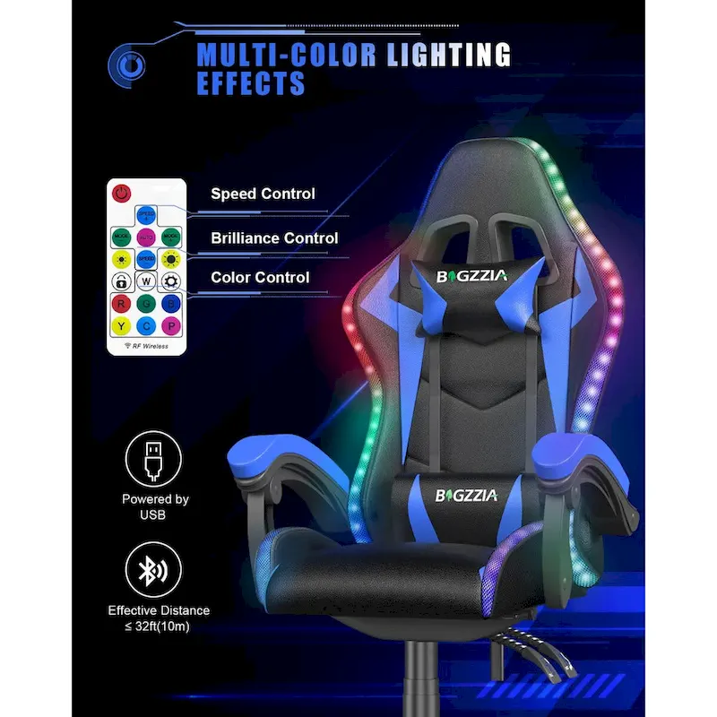 RGB Gaming Chair with LED Lights and Ergonomic Computer Chair