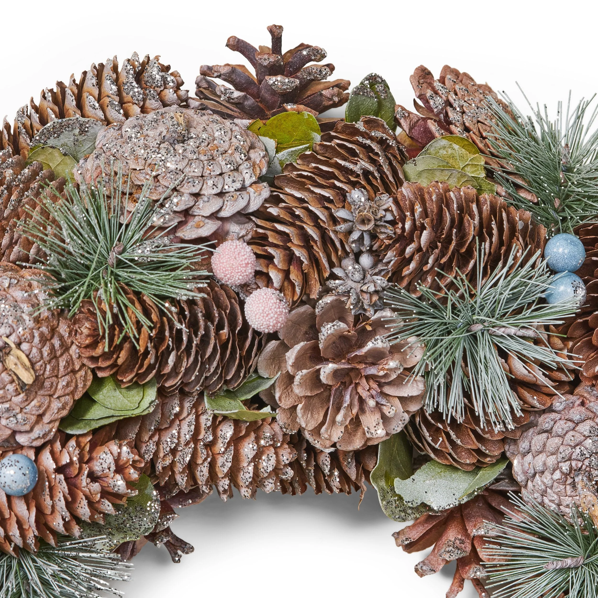 18.5 Pine Cone and Glitter Unlit Artificial Christmas Wreath - NH566313