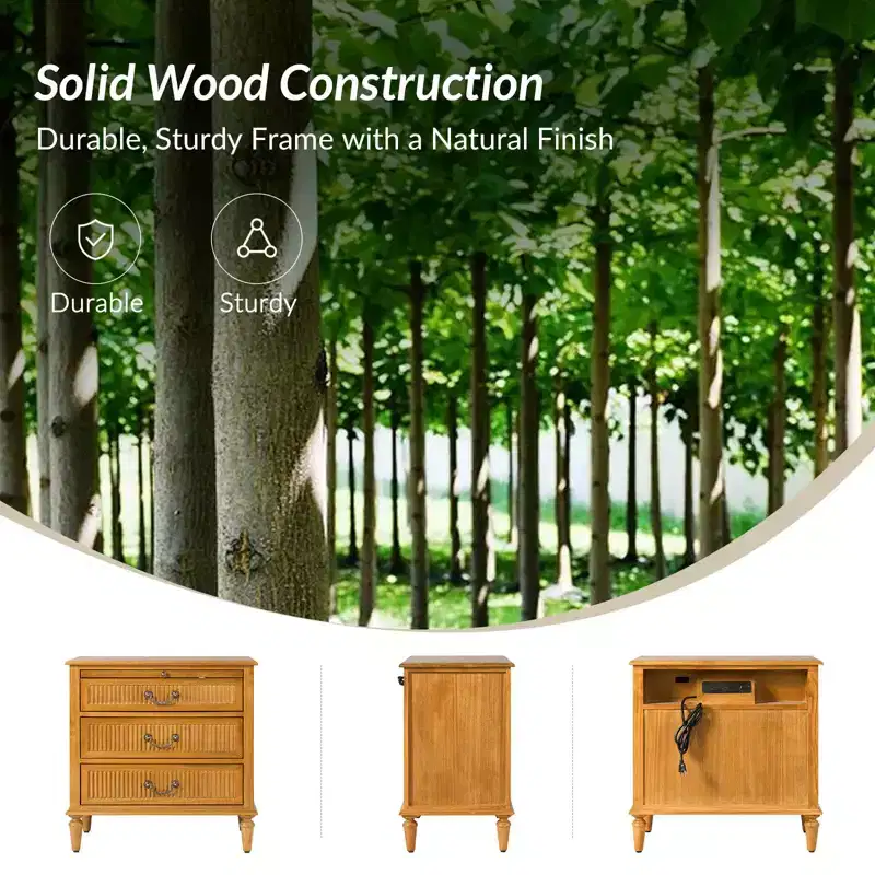 Herlinda 3-Drawer end table with Built-In Outlet Set of 2|ARTFUL LIVING DESIGNS