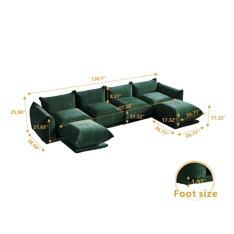 U-Shape Modular Sofa Chenille Sectional Couch