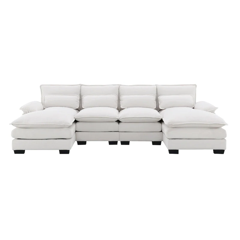 Modern Upholstered 6-Seat Modular U-Shaped Sleeper Sectional Sofa