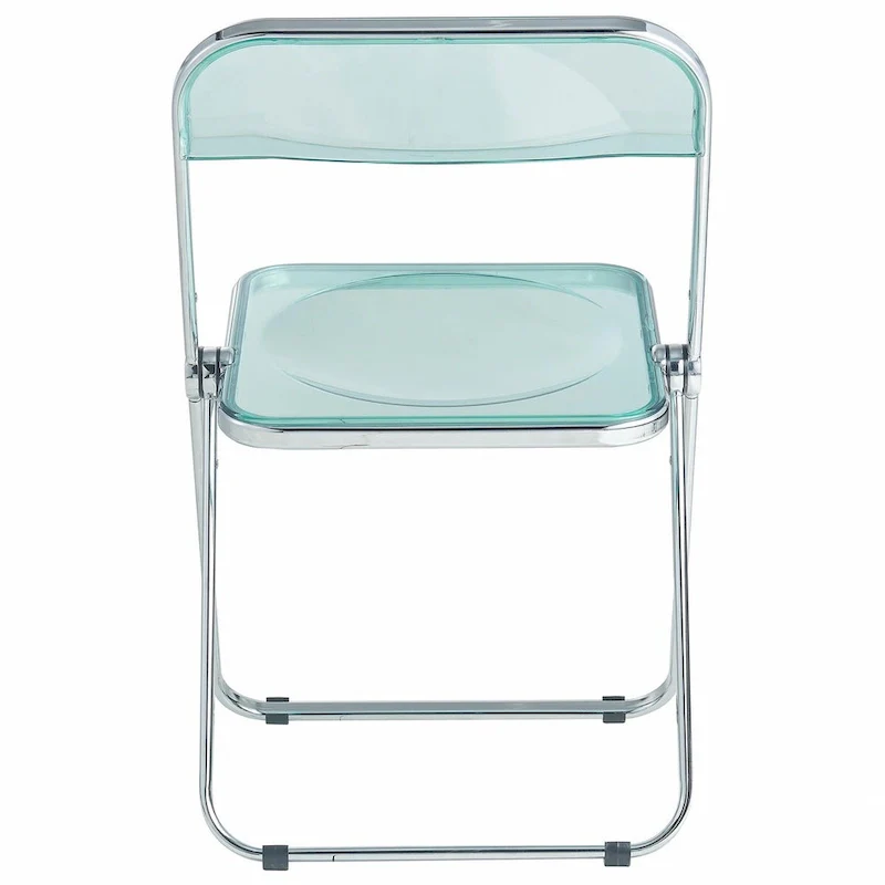 Acrylic Folding Dining Chair with Chrome Frame Set of 4 Lawrence Series by LeisureMod