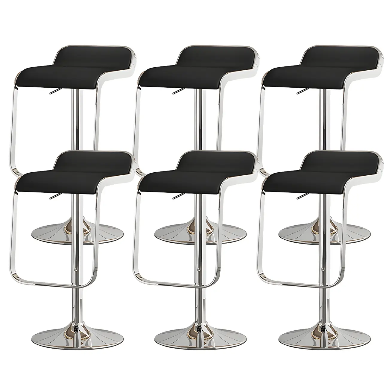 Leather Low Back Metal Adjustable Swivel Bar Stools