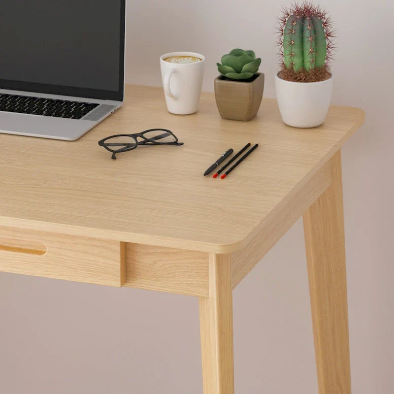 Home Office Desk - 39.4W, MDF & Solid Wood, 2 Drawers, 120 lbs Capacity, Classic Style