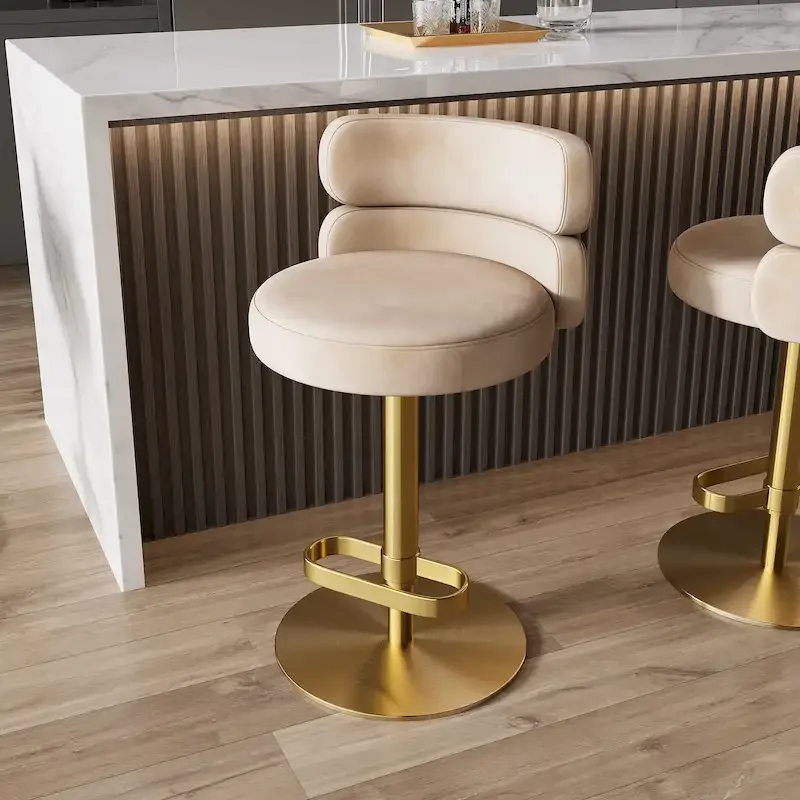 Velvet Counter Bar stool with Height Adjustable and Swivel