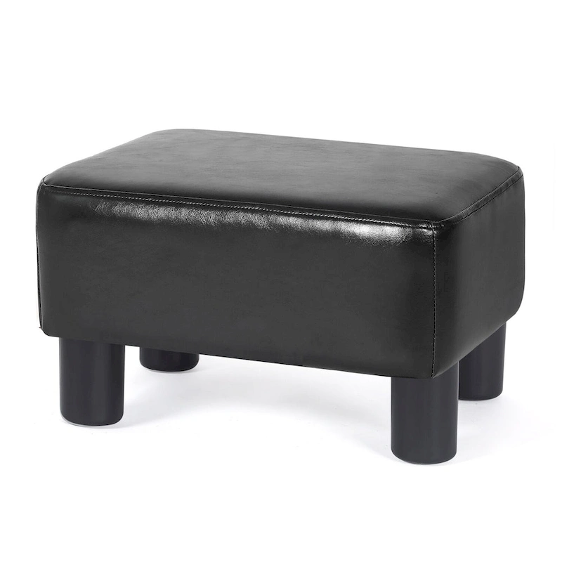 Adeco Small Rectangle Footstool PU Leather Ottoman Footrest Modern