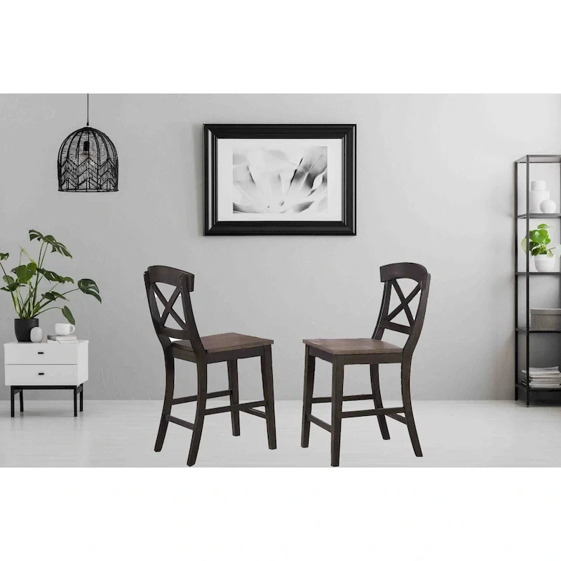 Transitional X-Back 24Counter Stool In Caramel Biscotti