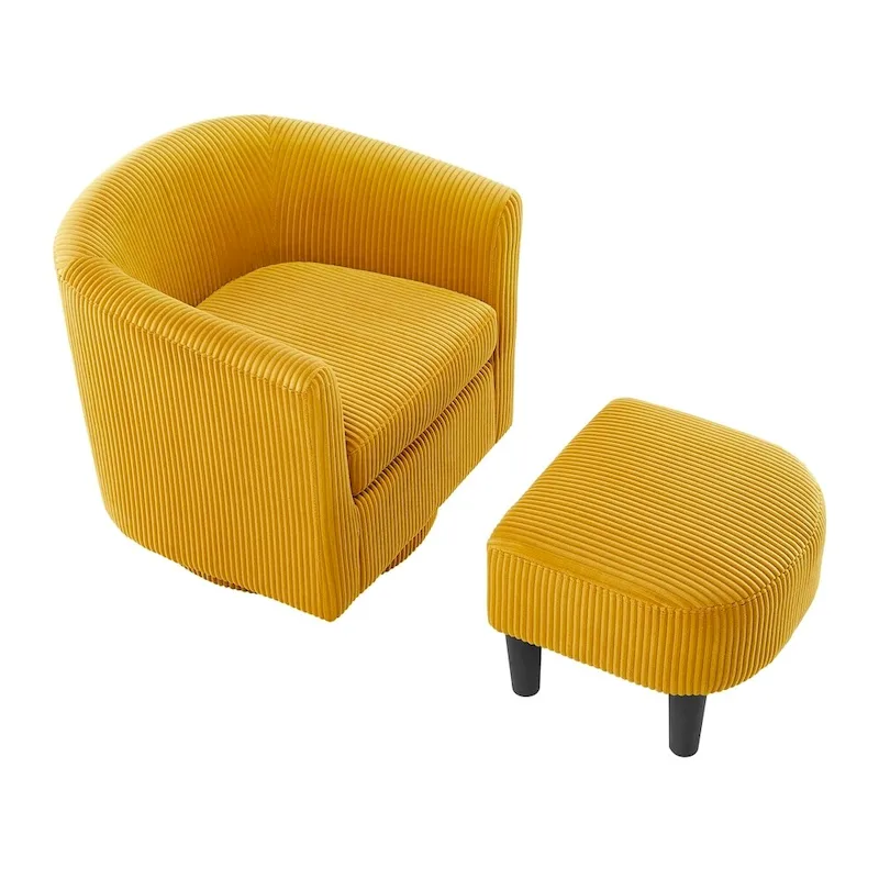 Swivel Accent Single Sofa Chair with Ottoman