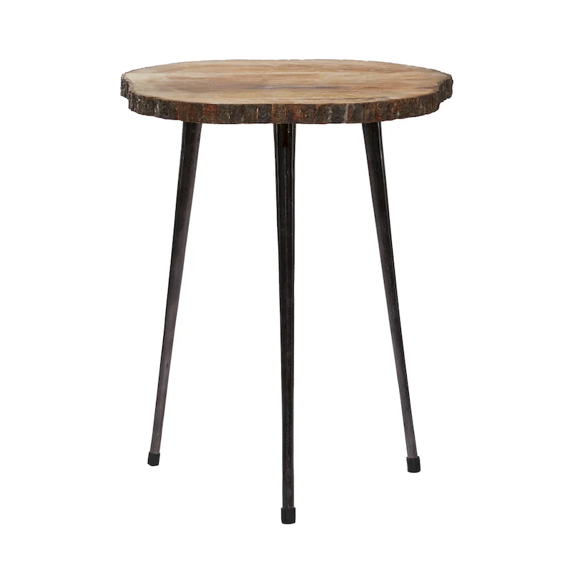 Rustic Wood End Table - Brown, 21W x 21L x 25H