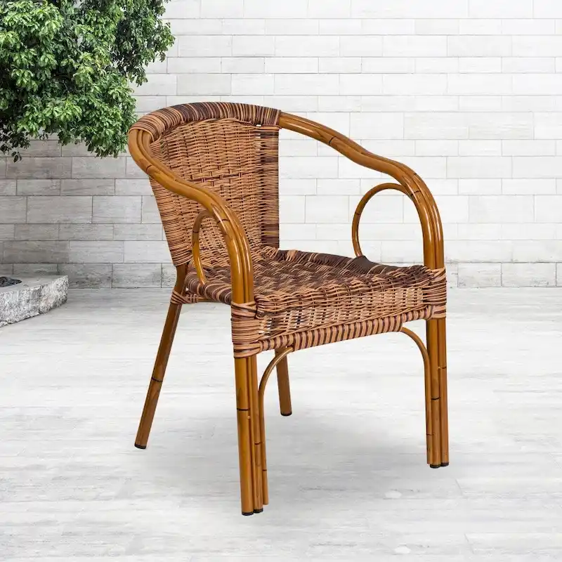 Rattan Bamboo-Aluminum Patio Chairs (Set of 3)