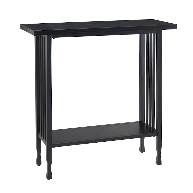 Matte Black Slatted Mission Oak Hall Stand