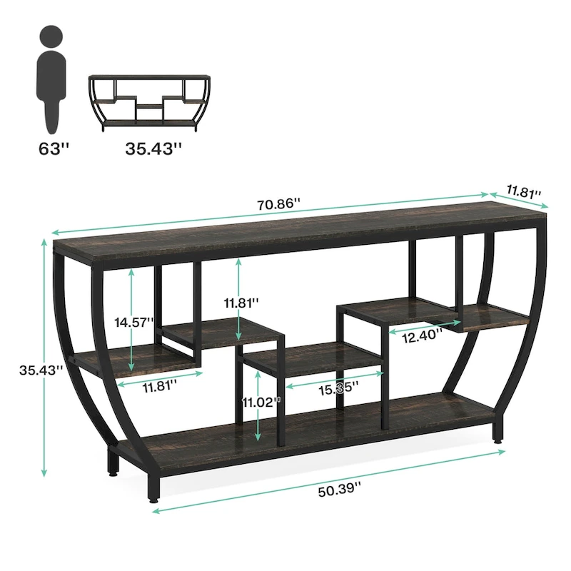 70.9 Inch Extra Long Console Table with Shelves,Sofa Console Table