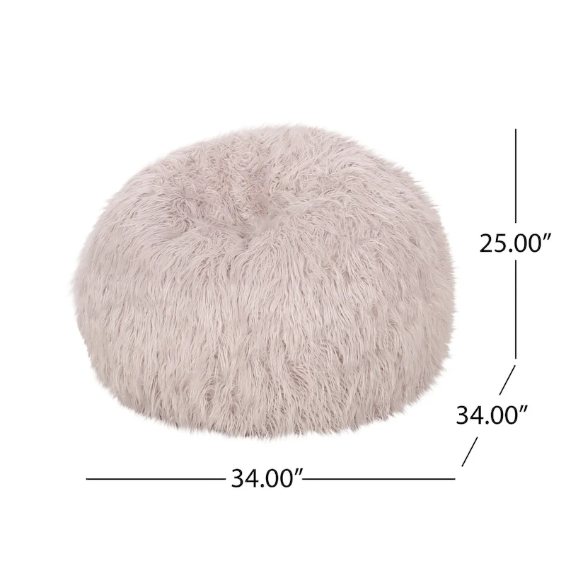 Mosier Modern Glam Faux Fur Bean Bag by Christopher Knight Home