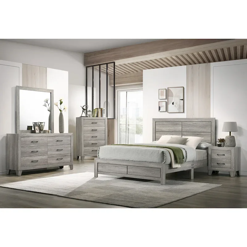 Jan 6 Piece Gray Rustic Platform Bedroom Set