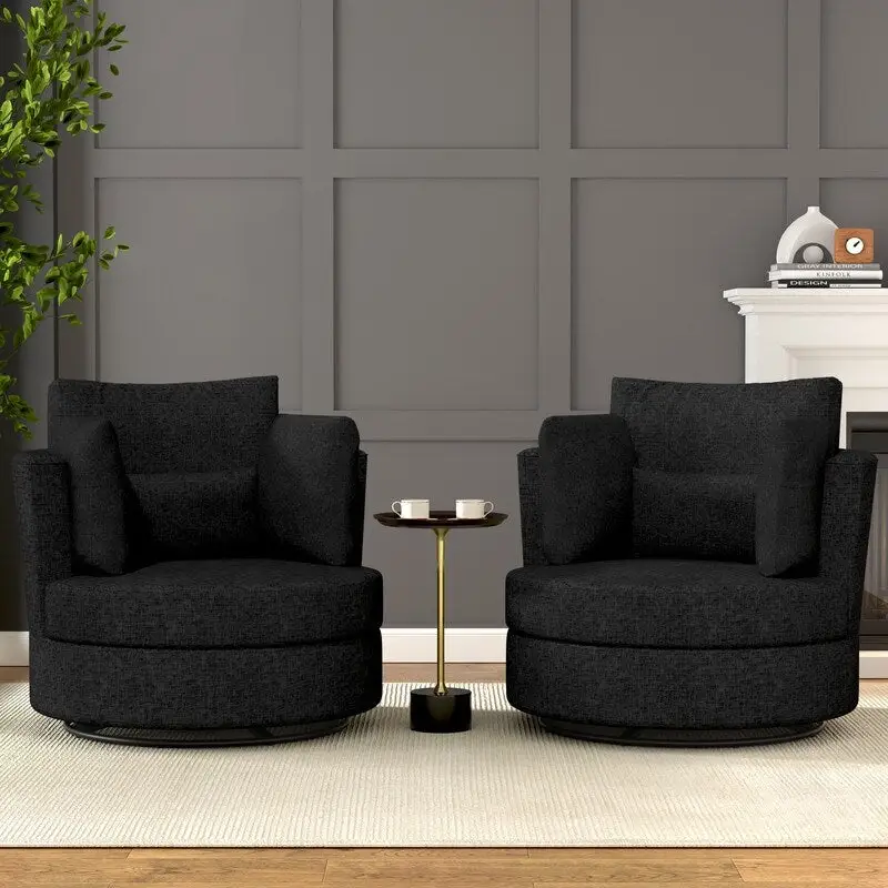Chenille Swivel Soft Modern Upholstered Accent Chair (Set of 2)