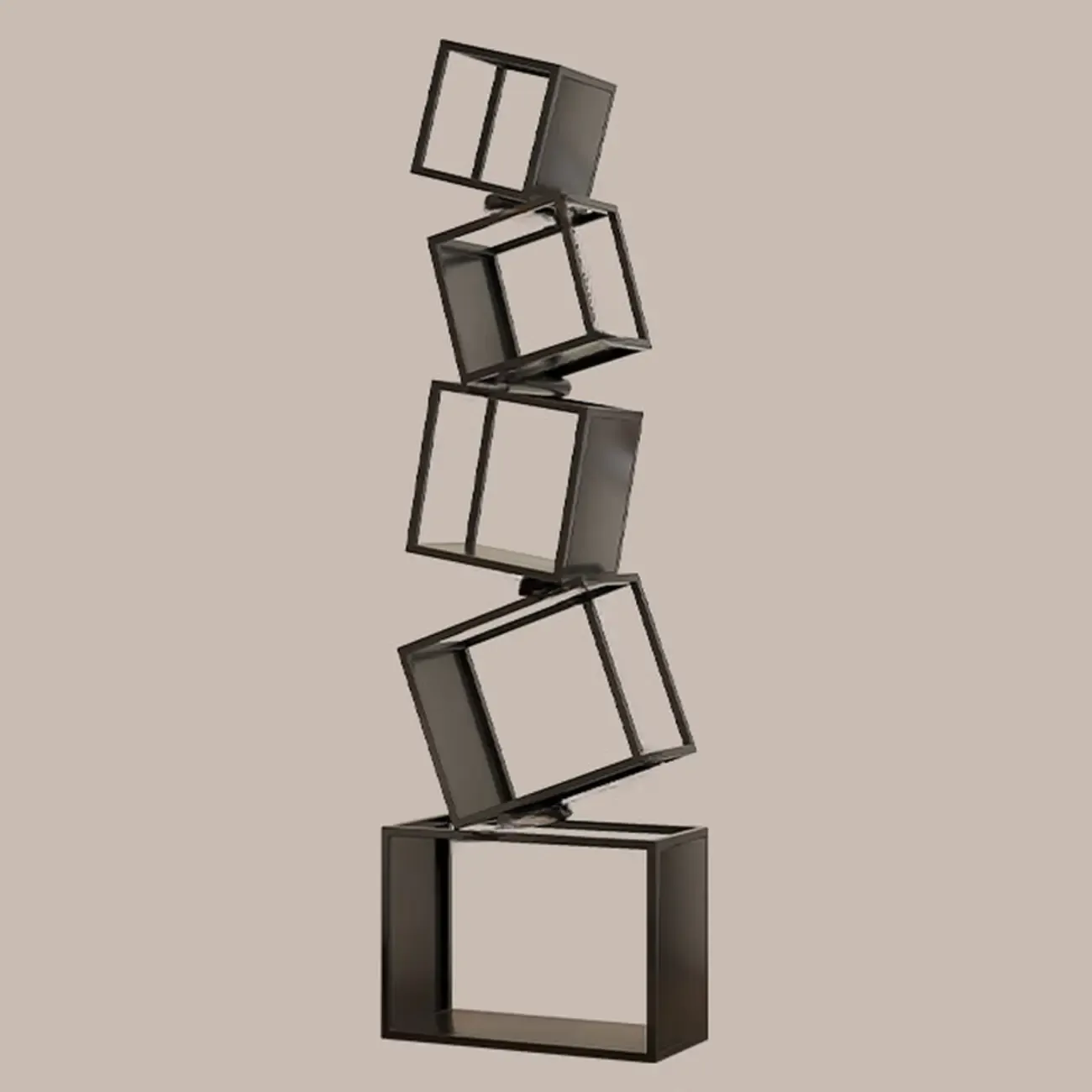 73H Black Metal Geometric Open Cube Bookcase