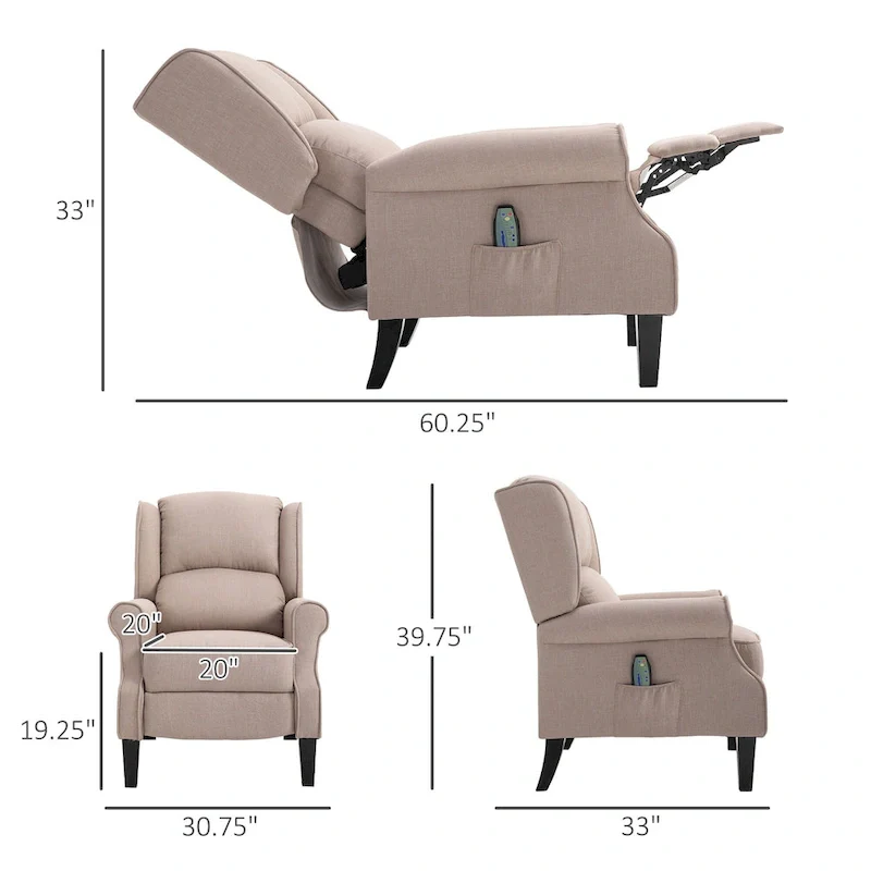 Heated Massage Recliner Chair with Lumbar Heating & Remote Controller
