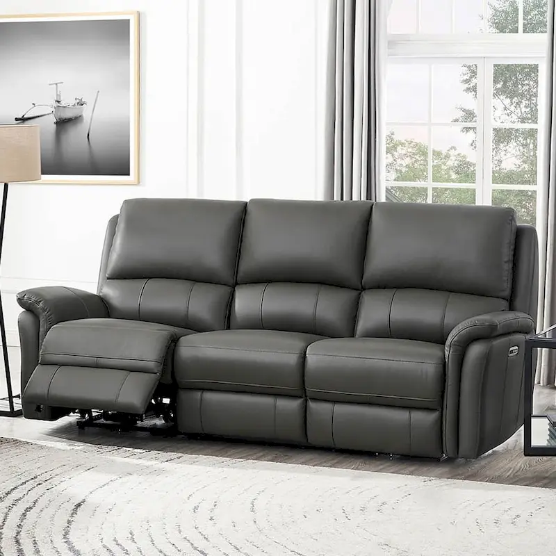 Hydeline Erindale Zero Gravity Power Recline and Headrest Top Grain Leather Sofa