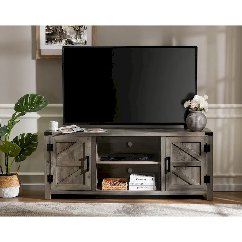 Farmhouse Barndoor TV Stand Entertainment Center for TVs up to 70-inch