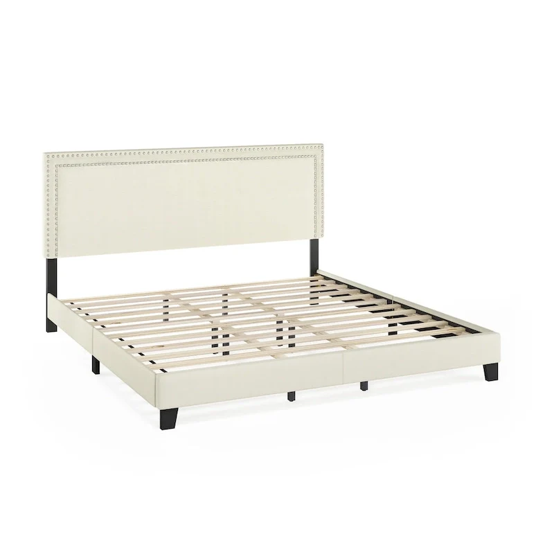 Furinno Laval Double Row Nailhead Bed Frame