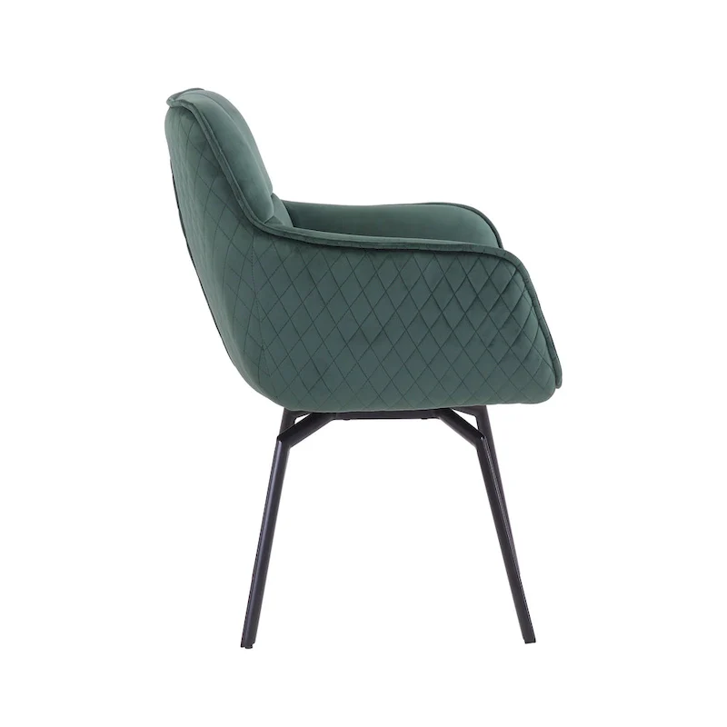 Swivel Velvet Accent Chair with Metal Legs