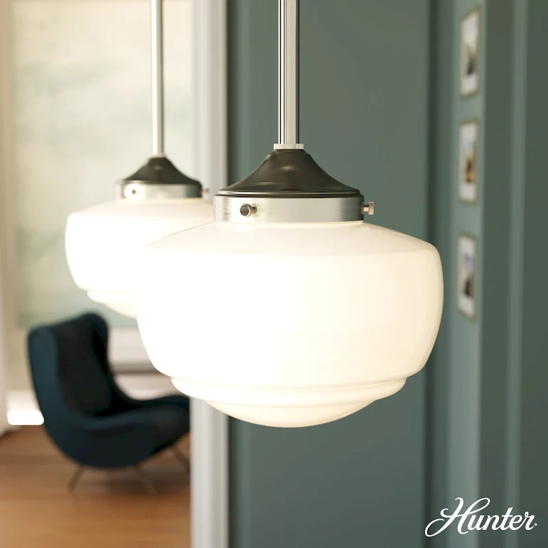 Hunter Saddle Creek 1-Light Mini Pendant / Semi-Flush Mount Ceiling Light - Kitchen Island, Dining Room, Hallway