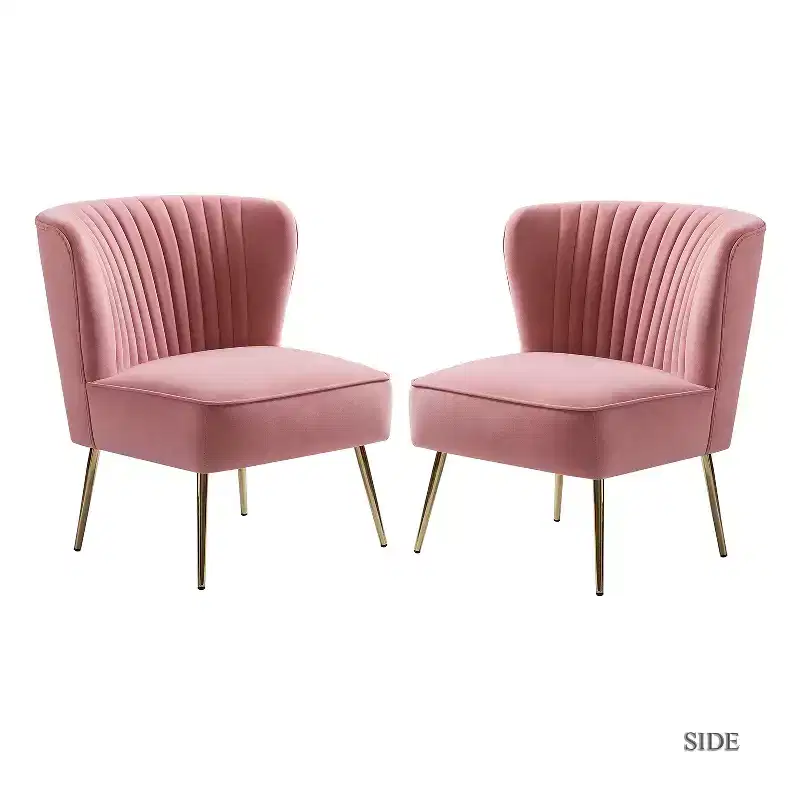 Quentin Velvet Accent Side Chair with Padded Seat Set of 2 | Karat Home