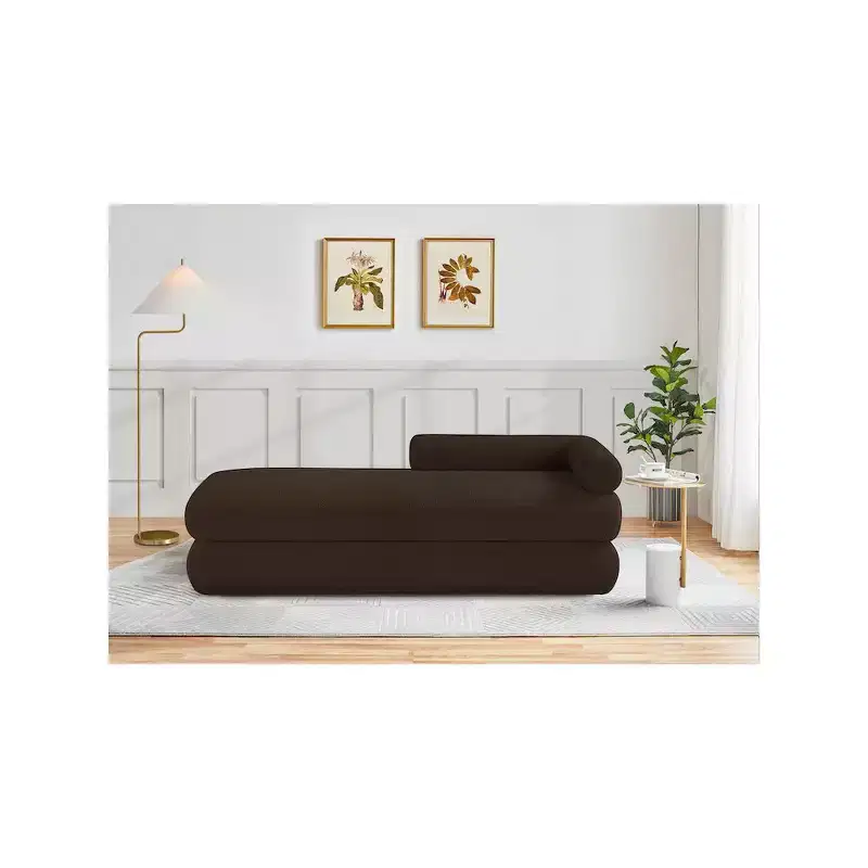 Meridian Furniture,Kennedy Faux Shearling Teddy Fabric Bench