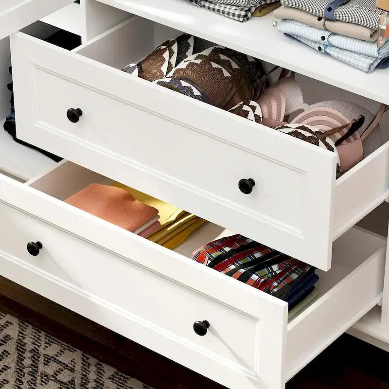 Home Traditional 2 Drawer Freestanding Wood Armoire in White Lacquer - 63Wx71.3