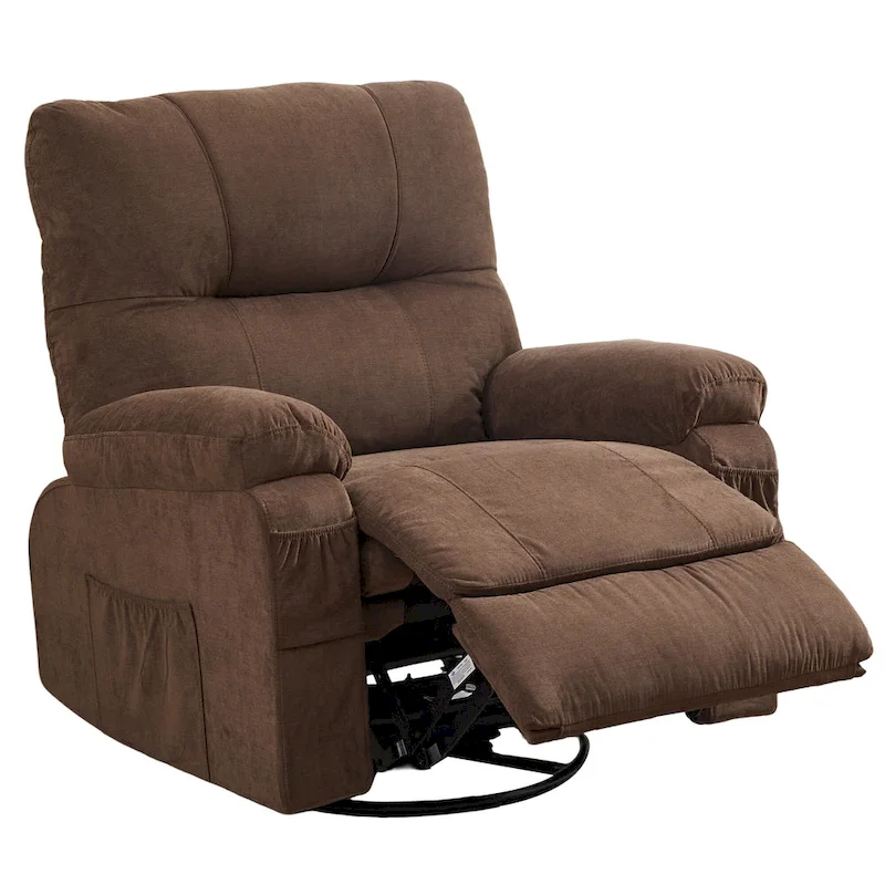 360 Linen Swivel Rocker Recliner with Side Pockets