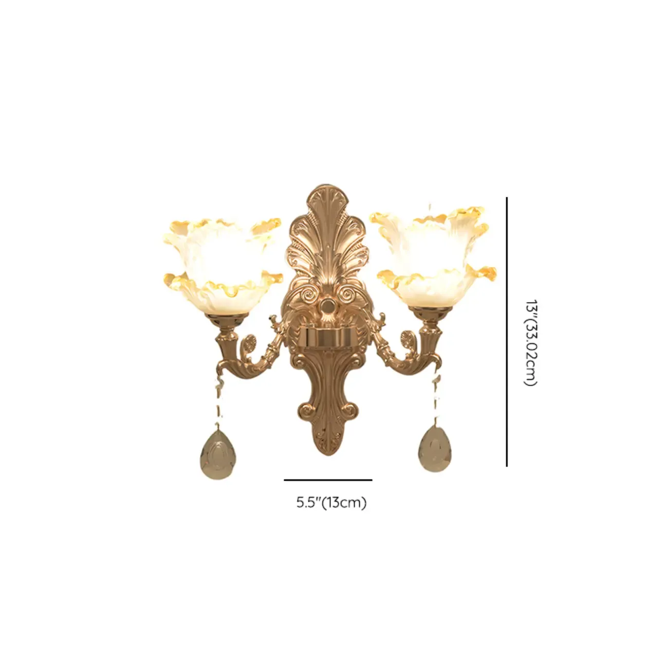 Mini Antique Gold Wall Sconce with Geometric Crystal Shade