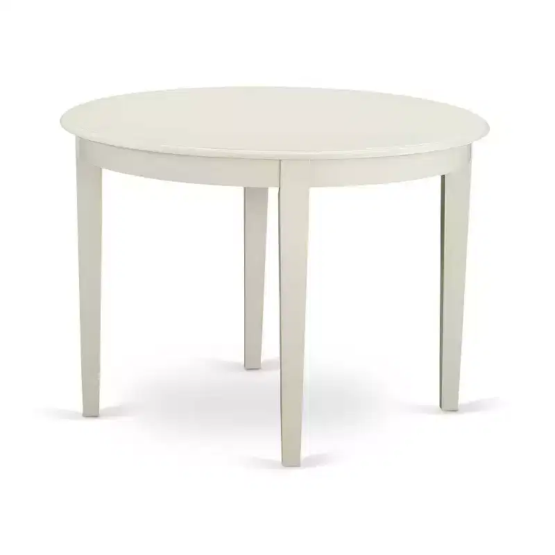 5-Piece Linen White Solid Wood Top - Dining Room Set Seats-4