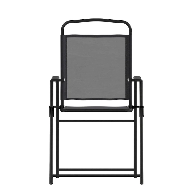 Set of 2 All-Weather Textilene Patio Sling Chairs with Armrests