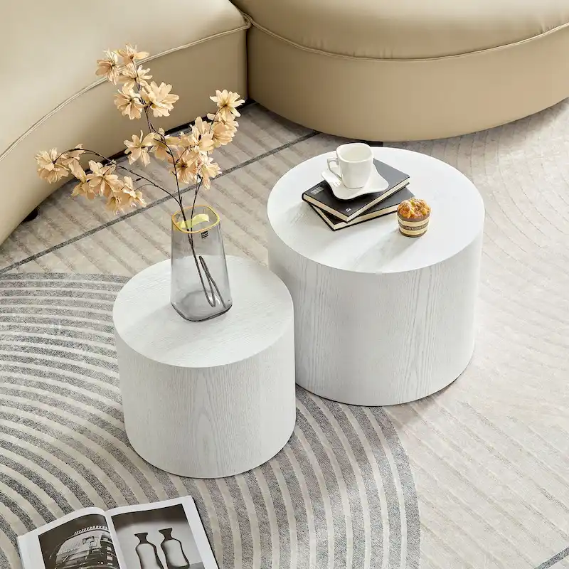 Round Nesting Tables Set, Coffee & End Tables, No Assembly