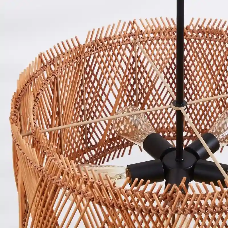 KAWOTI 5-Light Hand-woven Natural Bamboo Pendant Light - W22.5  x H65.25