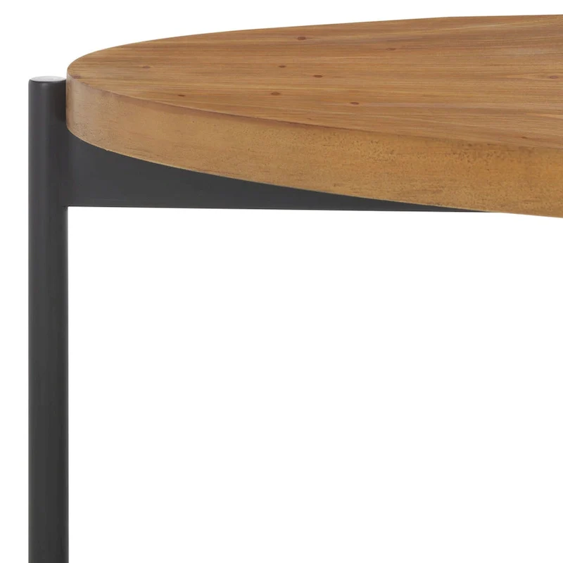 Oval Coffee Table with Fir Wood Top and Metal Base - 48.8