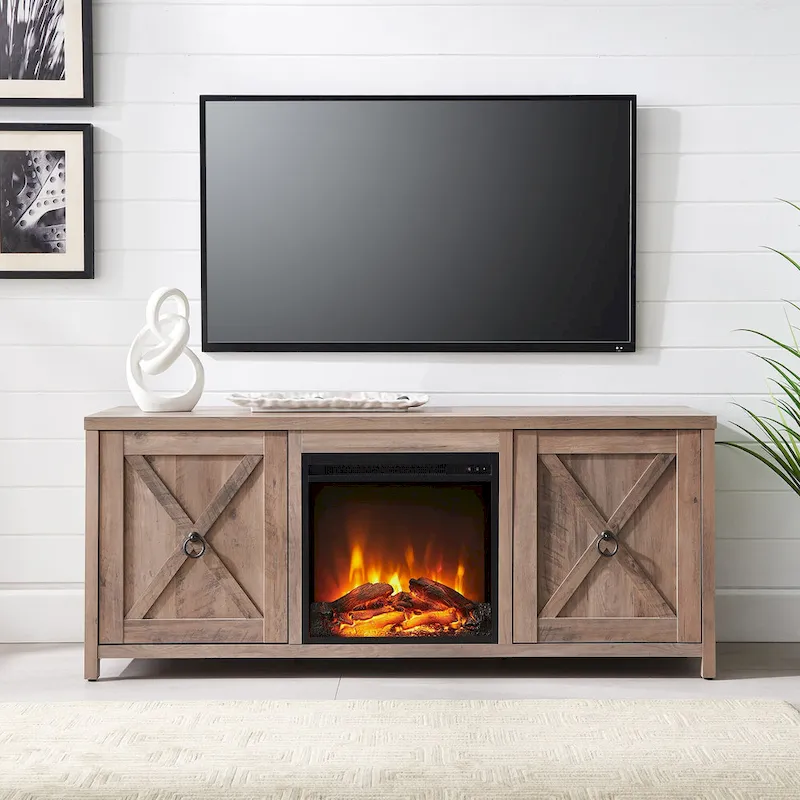 Granger 58 TV Stand with Log Fireplace Insert