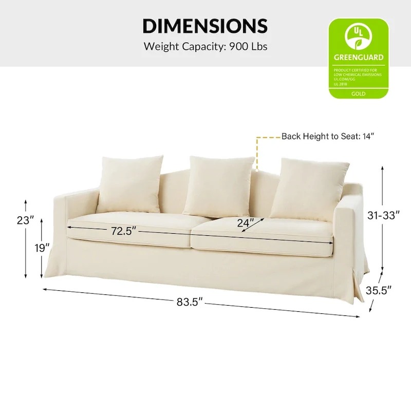 Antonio Transitional 83.5 Slipcovered Sofa with Curved Back by HULALA HOME