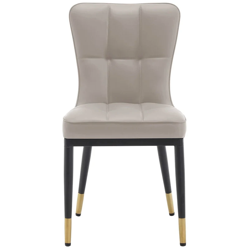 Faux Leather Upholstered Dining Chairs Set of 4 with Checked Pattern