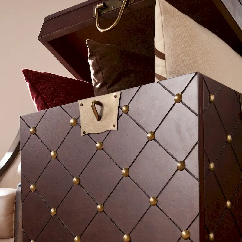 SEI Furniture Liatris Nailhead Espresso End Table Trunk