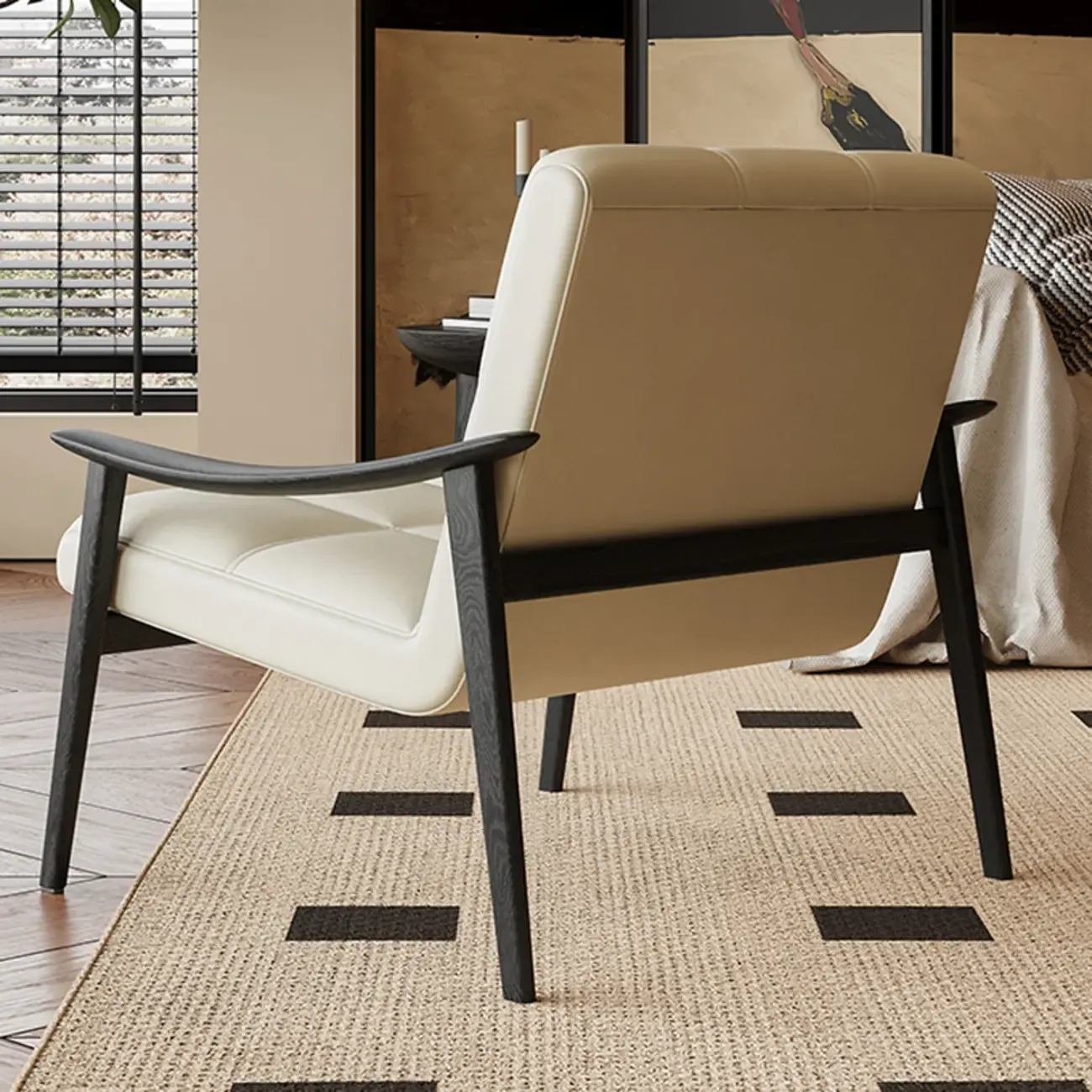 Elegant Genuine/Nappa Leather Mid-Back Accent Chair