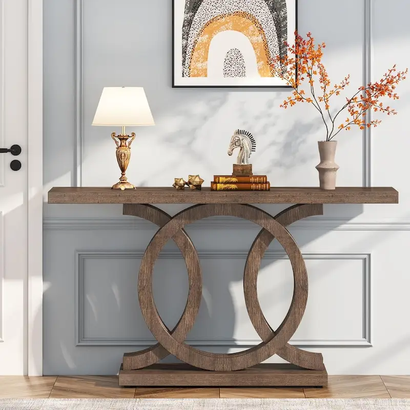 55 inches Console Table with Geometric Base