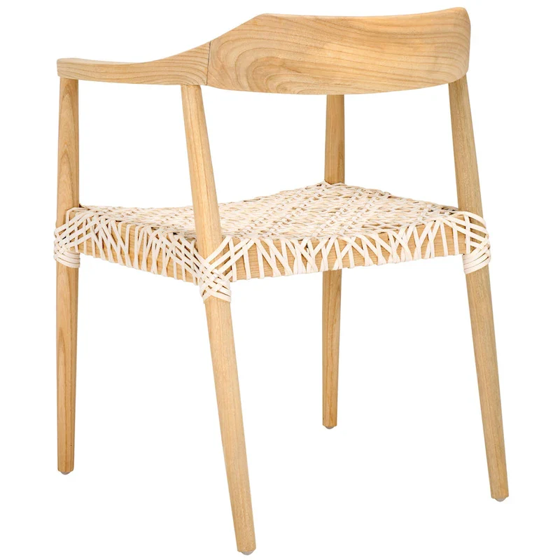 Woven Leather & Solid Wood Accent Chair (Fully Assembled) - 22 W x 20.5 L x 28.5 H