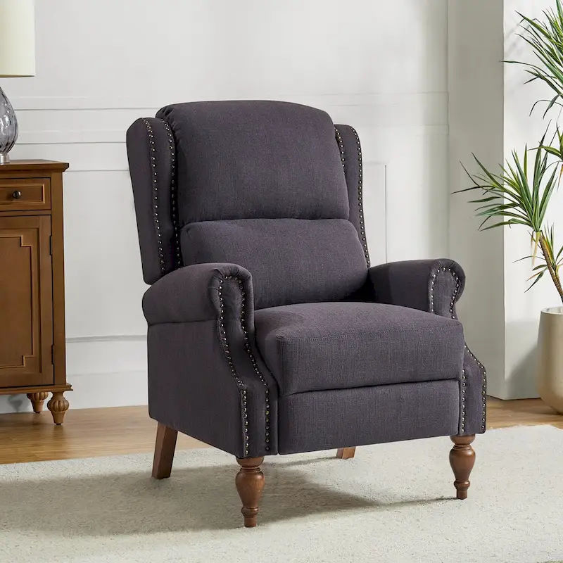 Terri Traditional Roll Arm Manual Recliner with Solid Wood Legs by HULALA HOME