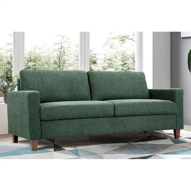 Miles Mid Century Modern Couch 3 Seater Sofa with Reversible Back Pillows Large