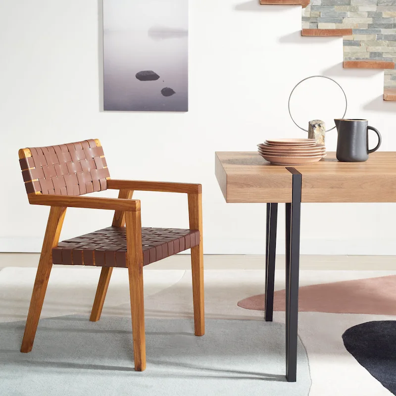 SAFAVIEH Gerda Woven Leather Dining Room Chair - 22.1 W x 20.9 L x 31.9 H - 22Wx21Dx32H