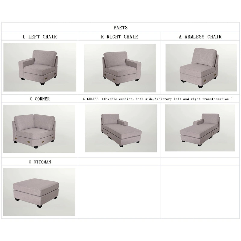 Flexible Combination Module Reversible Sectional Sofa
