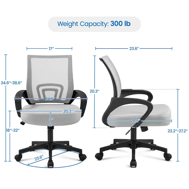 Yaheetech Adjustable Ergonomic Office Chair MidBack Mesh Swivel Chair