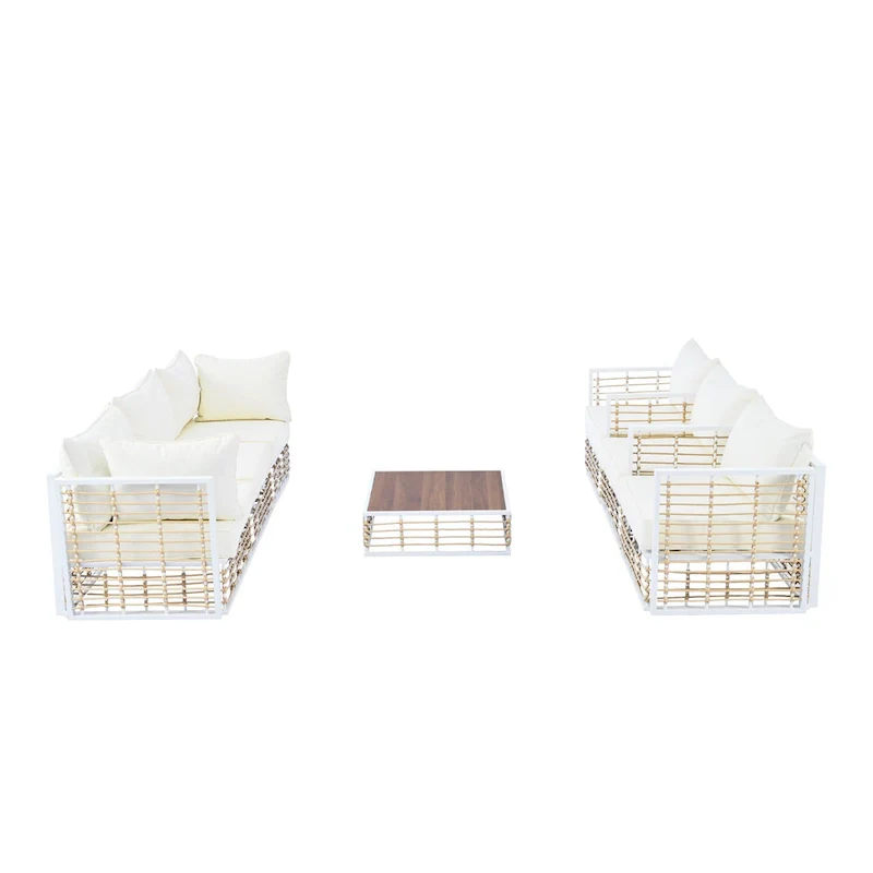 7 Piece Patio Furniture Set, All-Weather Conversation Furniture Set, Patio Sectional Sofa Set with Cushions and Coffee Table