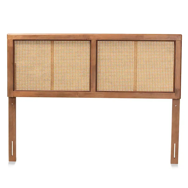 Gilbert Ash Walnut Wood and Synthetic Rattan Headboard